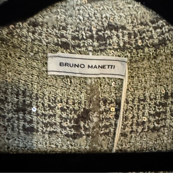 BRUNO MANETTI Green & White Boucle Sequin Jacket - Picture 4 of 6